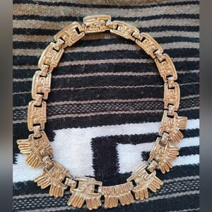 Vintage Marbel Salvador Teran 14k Gold Plated Aztec necklace